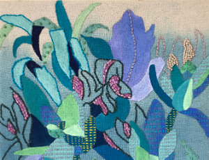 Embroidered painting of succulents by Katelyn Patton.